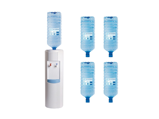 [TIM-KI45761] Waterkoeler O-Water Wit met 6 x bronwater 18l