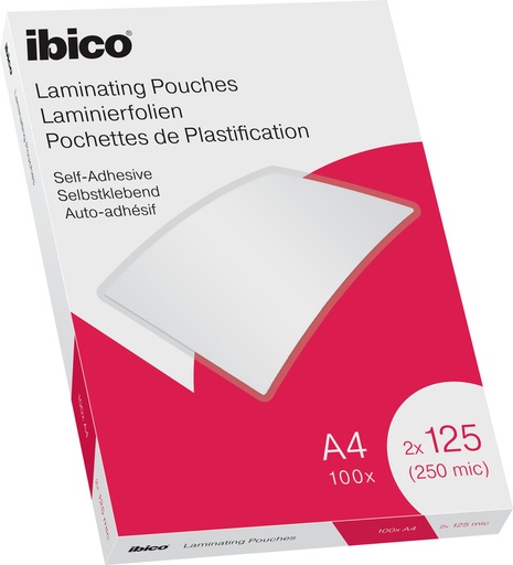 [ACCO-627325] Lamineerhoes Ibico Gloss A4 2x125µ zelfklevend (100)
