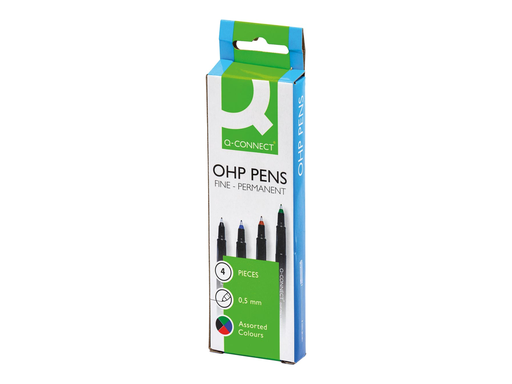 [TIM-KF01066] Permanente Marker Q-Connect OHP Fijn assorti (4)