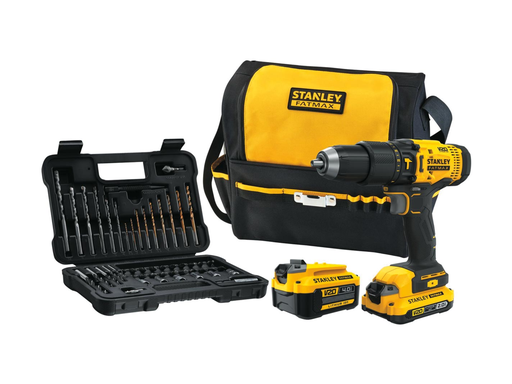 [TIM-11DMAQW] Schroefklopboormachine Stanley Fatmax 18V + 2 accu's softbag + 50-delige accessoireset