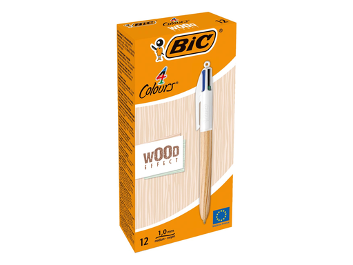 [TIM-508964] Balpen Bic 4 Colours Wood Style medium assorti