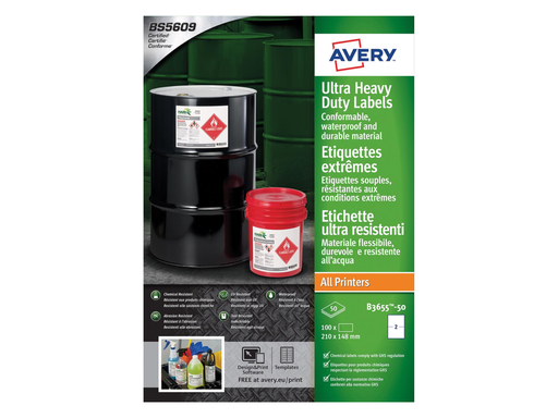 [TIM-B365550] Etiketten Avery Ultra Heavy Duty 210x148mm wit (100)