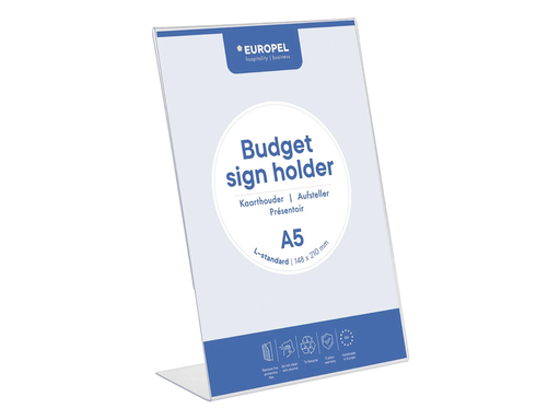 [TIM-351001] Folderhouder tafel Europel Budget A5 L-voet transparant