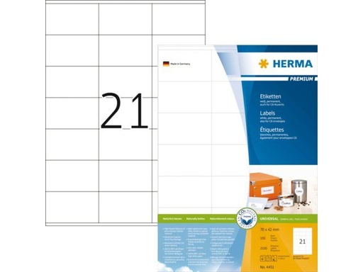 [HER-4451] Etiketten Herma Universal 70x42mm 100bl/d wit