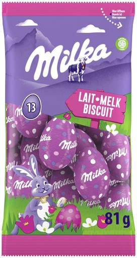 [TIM-56355] Paaseitjes Milka melk biscuit zakje 81g