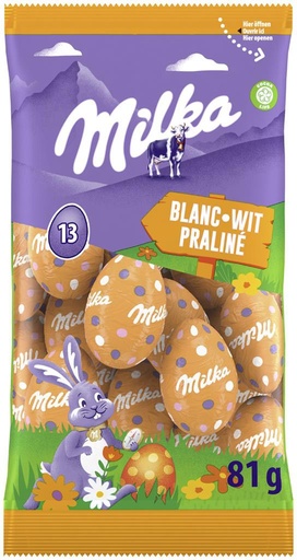 [TIM-56358] Paaseitjes Milka witte chocolade praliné zakje 81g
