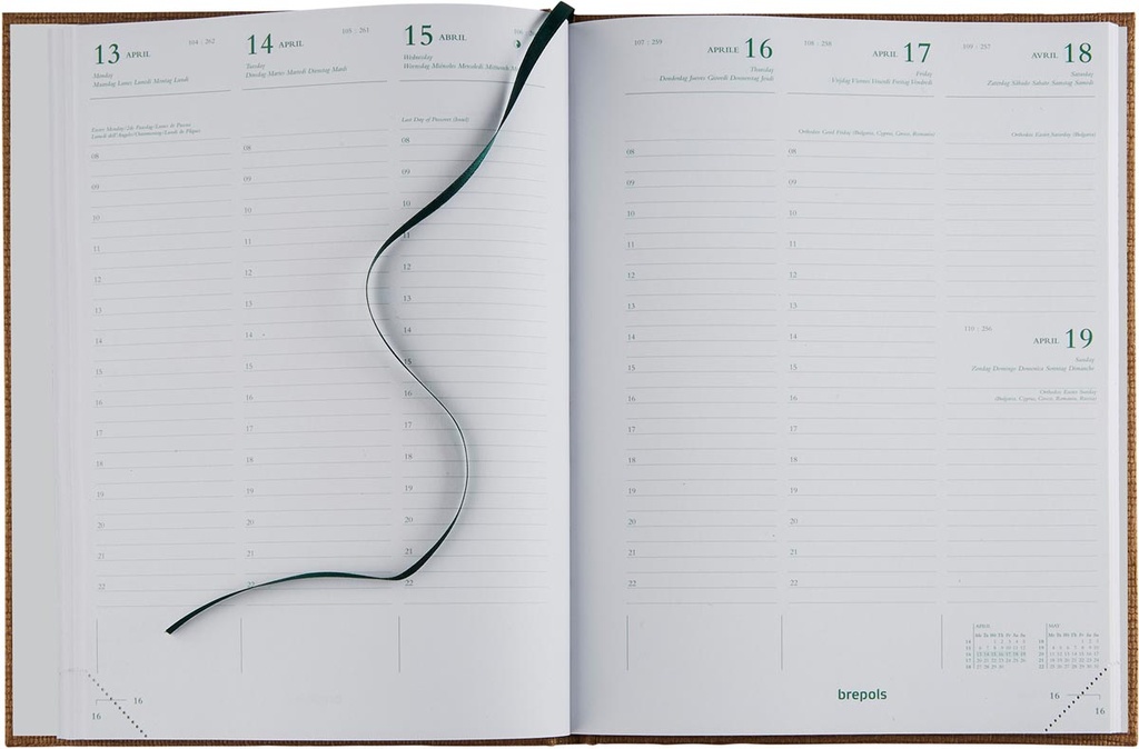 Agenda Brepols Ecotiming Kazar 171x220mm zestalig blauw 2025 1 week/2 pagina's boekgebonden