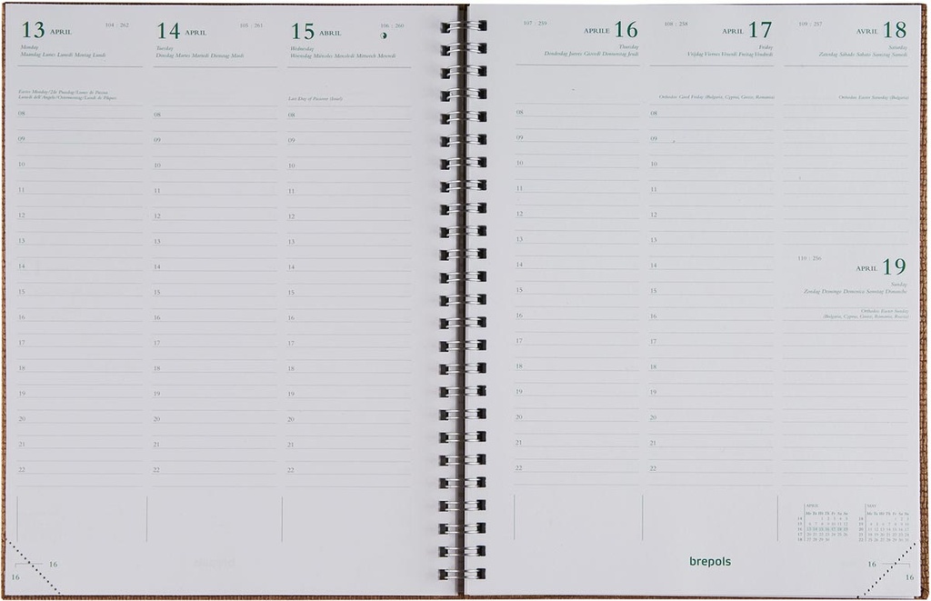 Agenda Brepols Ecotiming Kazar 171x220mm zestalig blauw 2025 1 week/2 pagina's spiraalgebonden