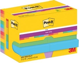 [TIM-7129166] Memoblok Post-It Super Sticky Notes Playful 47,6x47,6mm 90vel assorti (12)