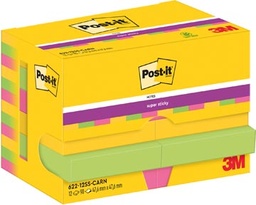 [TIM-7129181] Memoblok Post-It Super Sticky Notes Carnival 47,6x47,6mm 90 vel assorti (12)