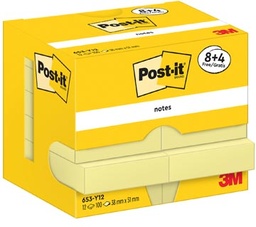 [TIM-7129183] Memoblok Post-It Notes 38x51mm 100vel geel 8+4gratis (12)