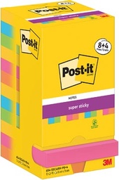 [TIM-7129187] Memoblok Post-It Super Sticky Notes Carnival 76x76mm 90vel assorti 8+4gratis (12)