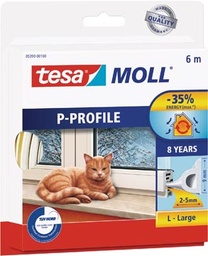 [TIM-5390100] Tochtstrip Tesa Moll Classic P-profiel 6m zelfklevend wit