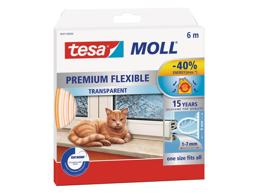 [TIM-5417202] Tochtstrip Tesa Moll Premium Flexible 6m zelfklevend transparant