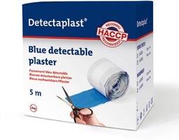 [TIM-8255] Textielpleister Detectaplast Elastic metaal detecteerbaar 6cmx5m op rol blauw