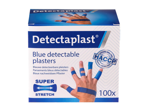[TIM-8142ED] Textielpleister Detectaplast Elastic metaal detecteerbaar assorti afmetingen blauw (100)