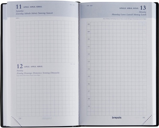 [AGE-414120Z] Agenda Brepols Building Seta 100x165mm zestalig zwart 2026 1 dag/pagina