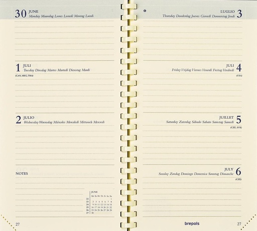 [AGE-736902] Vulling Brepols voor zakagenda Interplan Genova en Palermo 89x160mm Nederlandstalig 2026 1 week/2 pagina's