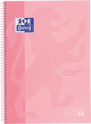 [TIM-4117272] Spiraalschrift Oxford School Touch Europeanbook karton A4+ geruit 160blz pastel roze