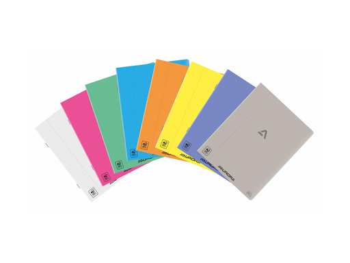 [TIM-136PP1L] Schrift Aurora Writing 80 PP A5 gelijnd 72blz rode kantlijn assorti