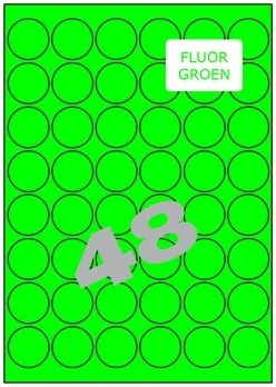[ETI-ETIK19] Etiketten rond 48 etik/blad Ø32mm 200bl/d fluo groen