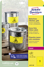 [AVE-L613120] Etiketten Avery weerbestendig 24 etik/bl 70x37mm geel (20)