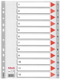 [ESS-100106] Tabbladen Esselte PP A4 1-12 11-gaats grijs