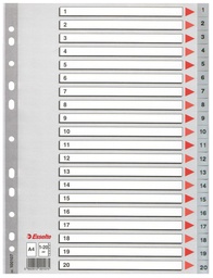 [ESS-100107] Tabbladen Esselte PP A4 1-20 11-gaats grijs