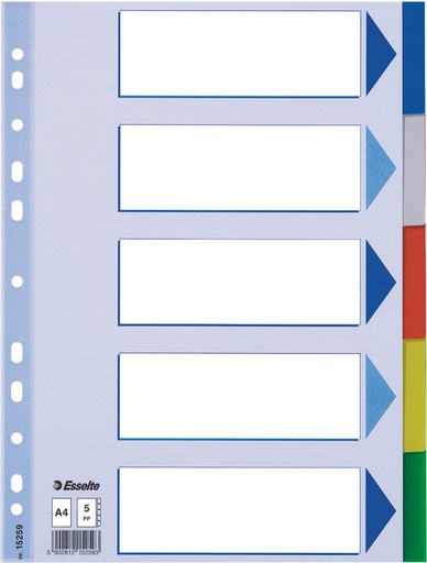 [ESS-15259] Tabbladen Esselte PP A4 5 tabs 11-gaats assorti