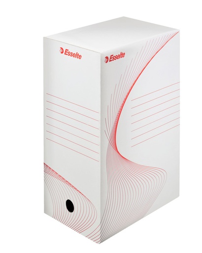 [ESS-128602] Archiefdoos Esselte Boxy karton 250x352mm rug 150mm wit/rood