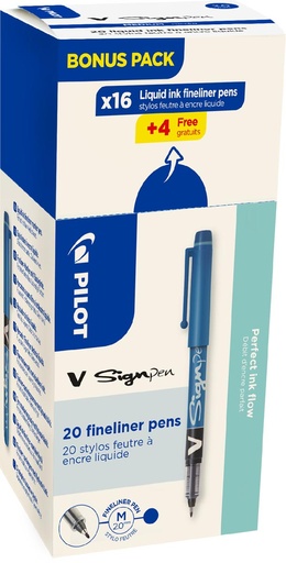 [TIM-424819] Fineliner Pilot V-Sign Pen medium punt 0,6mm blauw 16+4 gratis (20)