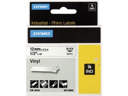 [DYM-S0718600] Dymo Rhino tape vinyl 12mmx5,5m zwart/wit (18444)