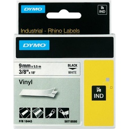 [DYM-S0718580] Dymo Rhino tape vinyl 9mmx5,5m zwart/wit (18443)