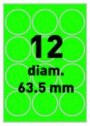 [ETI-32700502] Etiketten Etipage rond 12etik/blad 63,5mm fluo groen (100)