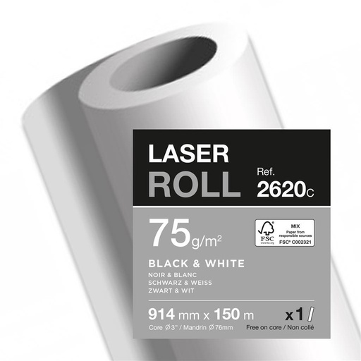 [PAP-2620] Planafdrukpapier 914mmx150m 75gr - FSC Mix Credit