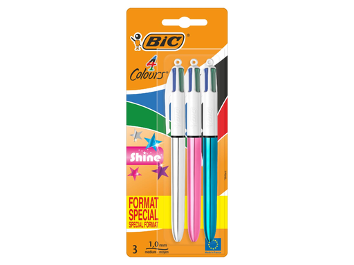 [TIM-9122751] Balpen Bic 4 Colours Shine medium blister assorti (3)