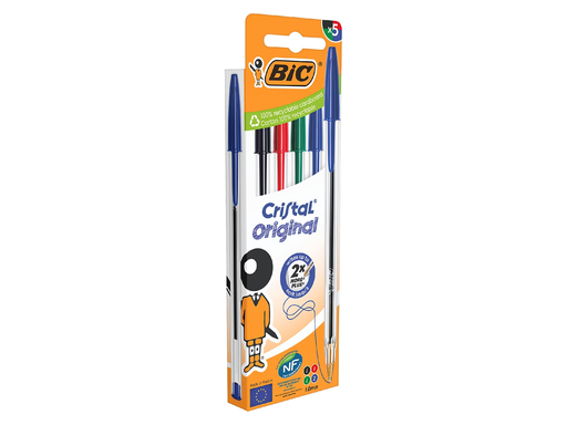[TIM-516346] Balpen Bic Cristal medium blister assorti (5)