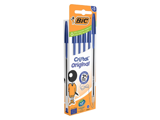 [TIM-516344] Balpen Bic Cristal medium blister blauw (5)