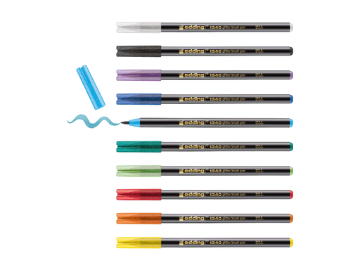 [TIM-4134104] Brushpen glitter e-1340 Edding penseelpunt 1-6mm assorti (10)