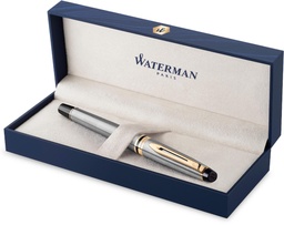 [TIM-S951960] Vulpen Waterman Expert blauwe inkt medium punt in giftbox zilver/goud