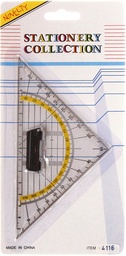 [TIM-B21002] Geodriehoek Bouhon met handvat 22cm geel-transparant