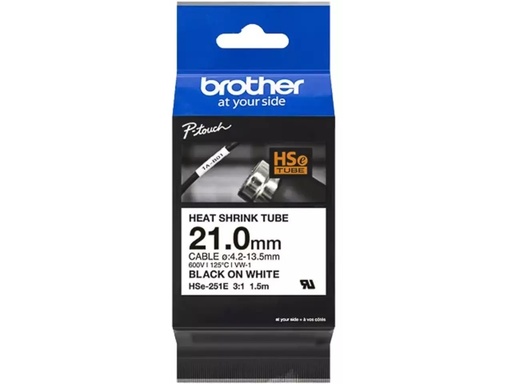 [PTO-HSE251E] Tape Brother P-Touch krimpkous HSe-251e 21mm zwart op wit 