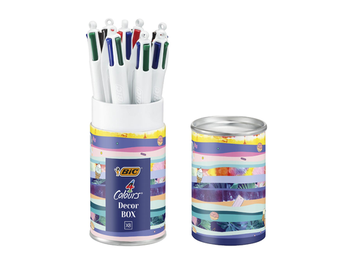 [TIM-506391] Balpen Bic 4 Colours Decors medium punt assorti (8)