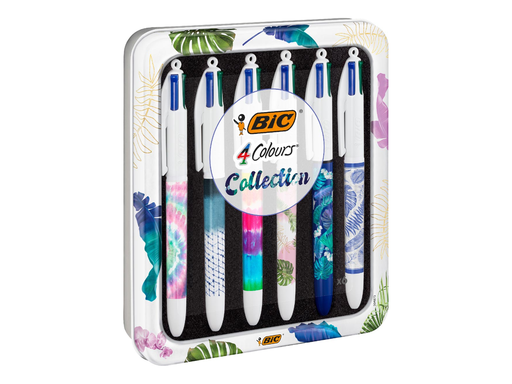 [TIM-9926071] Balpen Bic 4 Colours Tie&Dye medium punt assorti (6)
