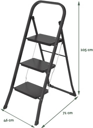 [TIM-8632602] Trapladder Brasq SL300 metaal 3 treden zwart