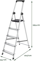 [TIM-8632604] Trapladder Brasq SL500 aluminium 5 treden zilver