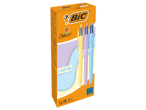 [TIM-517320] Balpen Bic 4 Colours Pastel medium punt assorti (12)