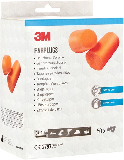 [TIM-1100P50] Oordoppen 3M 1100 geluidsdemping 37dB kartonnen verpakking (50)
