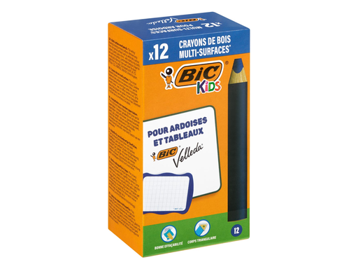 [TIM-519016] Potlood voor whiteboards Bic Kids Multisurface inclusief slijper blauw (12)