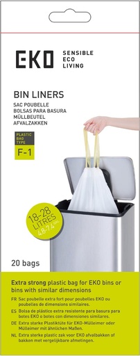 [TIM-1993024] Vuilniszakken Eko trekbandsluiting 18-28L type F1 wit (20)